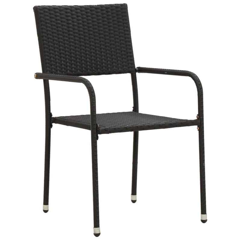 vidaXL PE Rattan/Steel/Solid Acacia Wood Outdoor Dining Set in Black