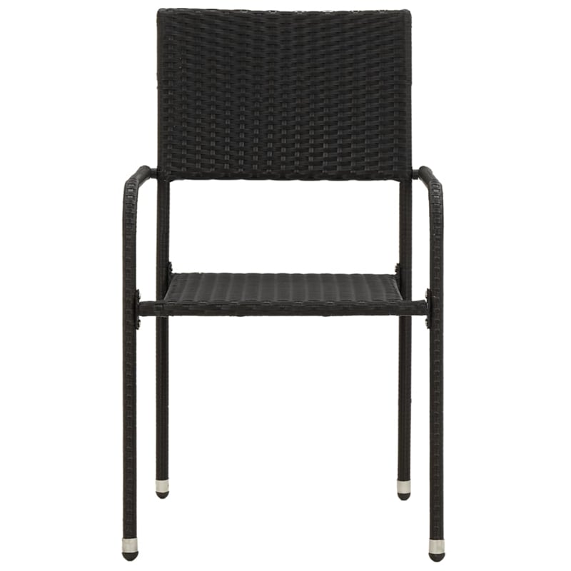 vidaXL PE Rattan/Steel/Solid Acacia Wood Outdoor Dining Set in Black