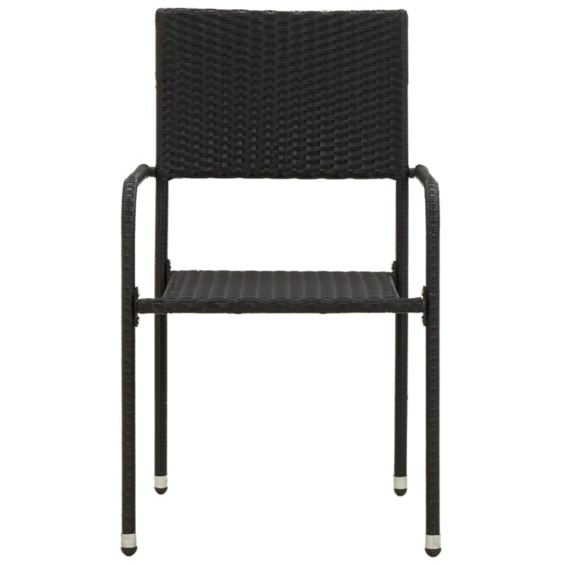 vidaXL PE Rattan/Steel/Solid Acacia Wood Outdoor Dining Set in Black