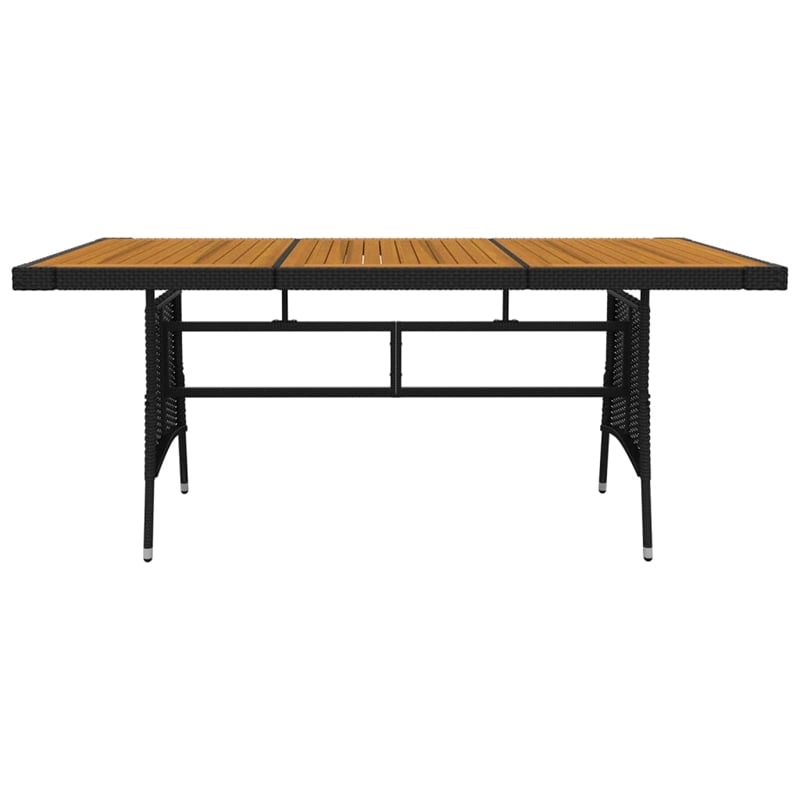 vidaXL PE Rattan/Steel/Solid Acacia Wood Outdoor Dining Set in Black