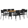 vidaXL PE Rattan/Steel/Solid Acacia Wood Outdoor Dining Set in Black