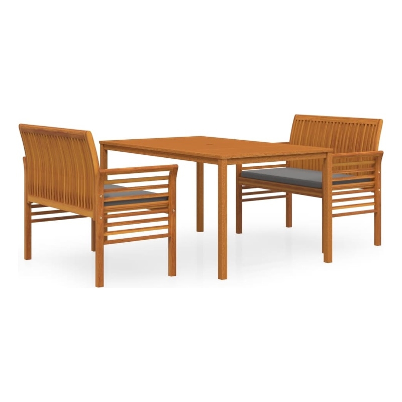 vidaXL Solid Acacia Wood/Polyester Outdoor Dining Set in Dark Gray