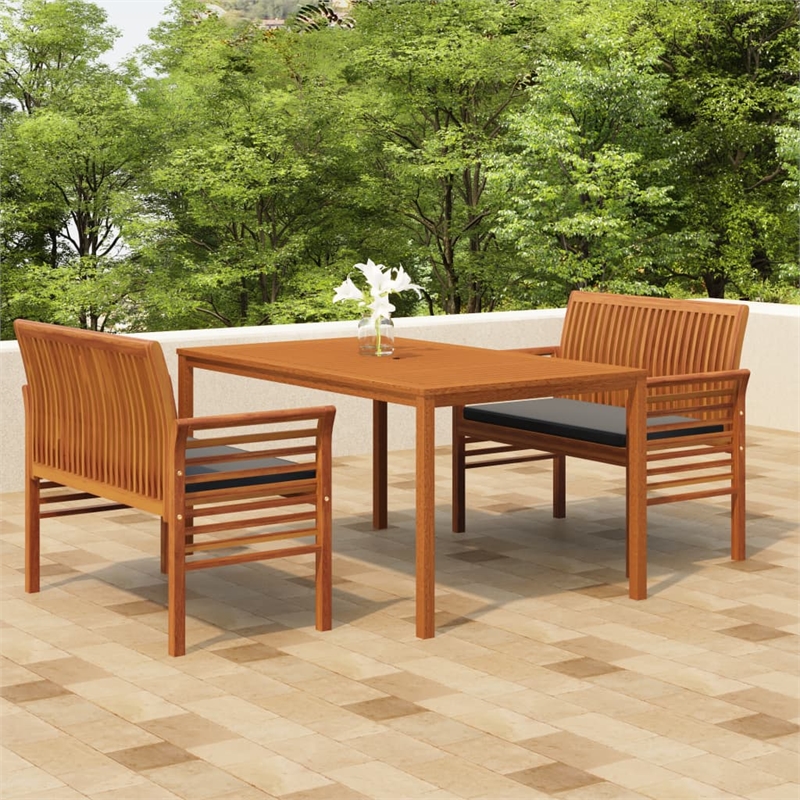 vidaXL Solid Acacia Wood/Polyester Outdoor Dining Set in Dark Gray