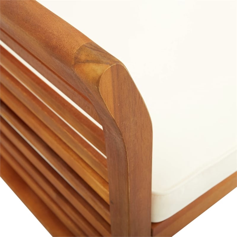 vidaXL Solid Acacia Wood Large Outdoor Dining Set in Brown/Cream