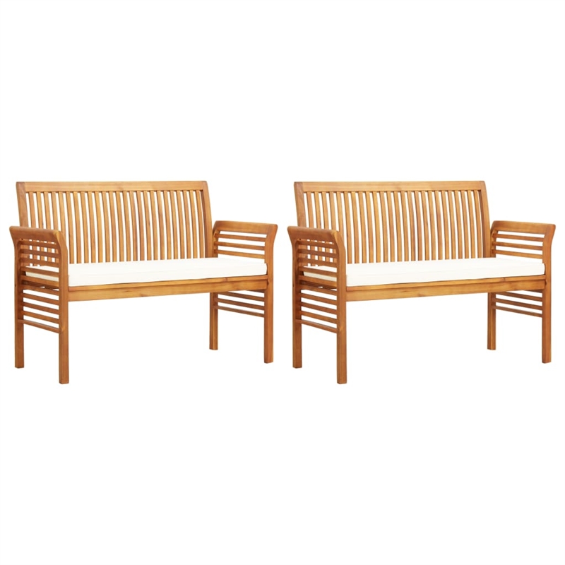 vidaXL Solid Acacia Wood Large Outdoor Dining Set in Brown/Cream