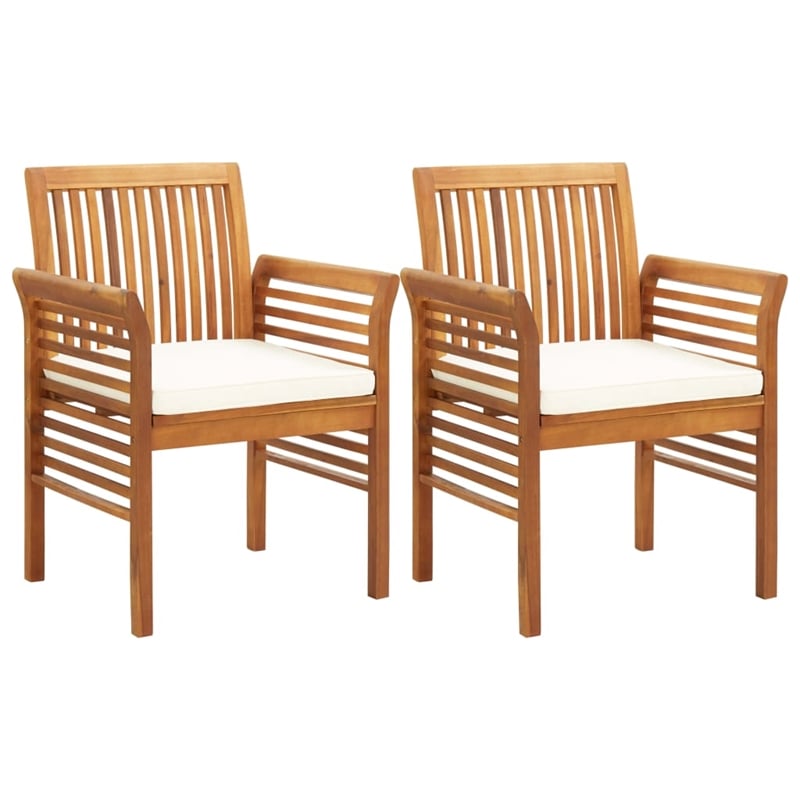 vidaXL Solid Acacia Wood Large Outdoor Dining Set in Brown/Cream
