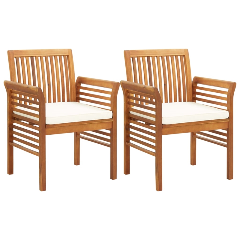 vidaXL Solid Acacia Wood Large Outdoor Dining Set in Brown/Cream