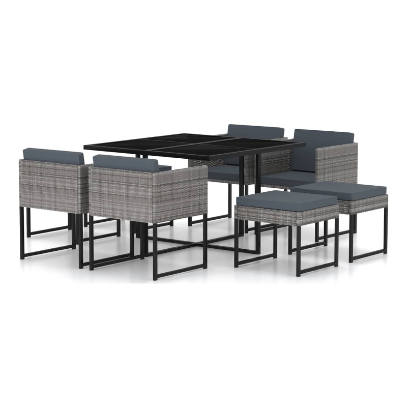 vidaXL 9 Piece Garden Patio Dining Set in Gray