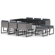 vidaXL Poly Rattan 11 Piece Garden Dining Set in Gray