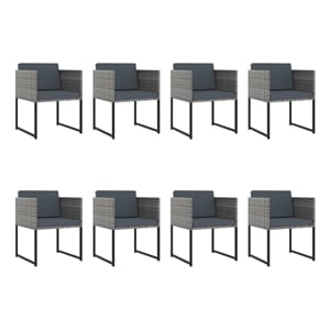 vidaXL Poly Rattan Large Seats 12 Garden Dining Set in Gray