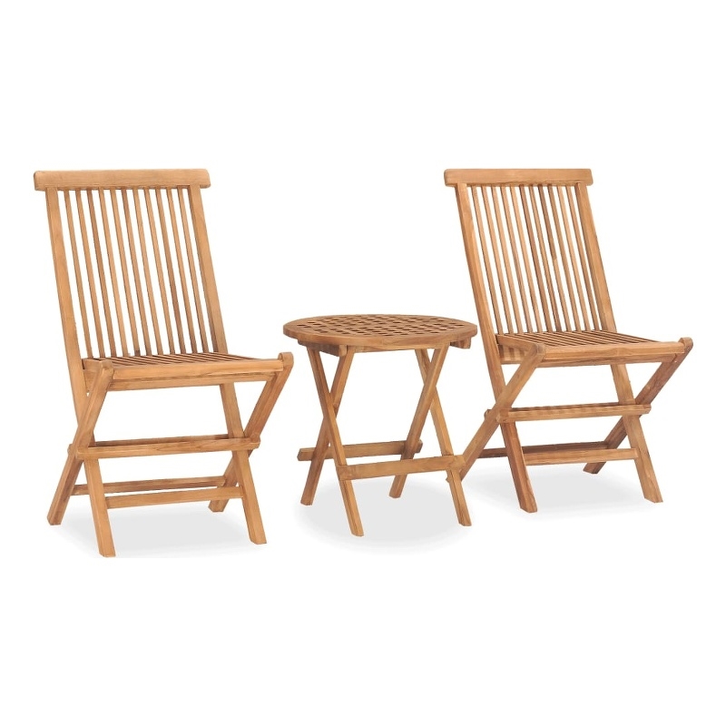 vidaXL Smooth Sanded Teak Hardwood Compact Outdoor Dining Set Natural/Brown