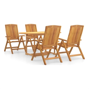 vidaXL Solid Teak Wood Medium Foldable Garden Dining Set Natural/Brown
