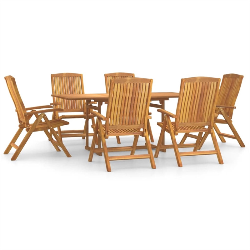 vidaXL Finely Sanded Solid Teak Wood 7 Piece Set Garden Dining Set in Brown