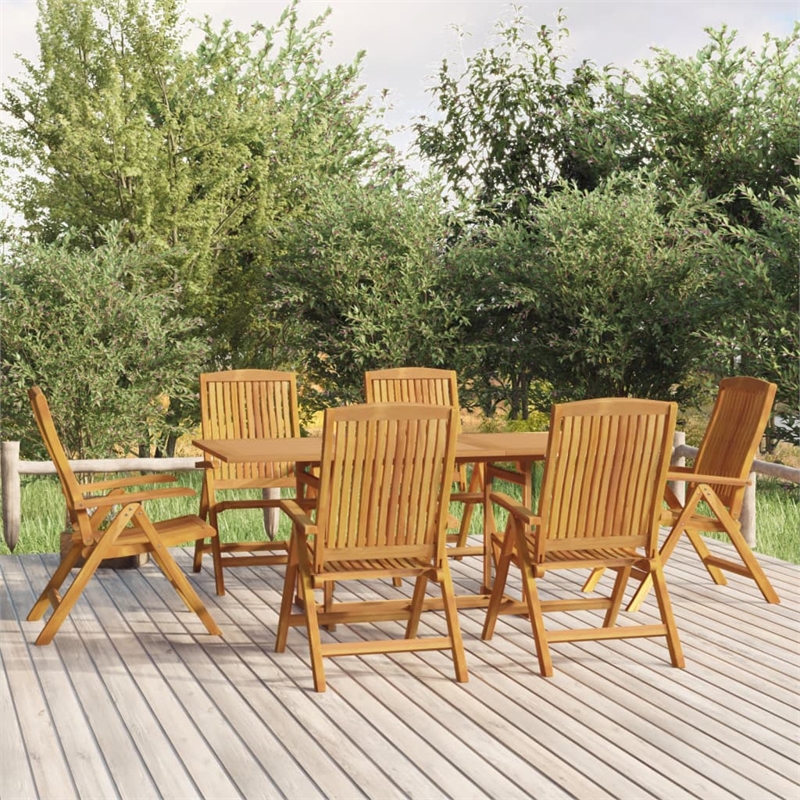 vidaXL Finely Sanded Solid Teak Wood 7 Piece Set Garden Dining Set in Brown