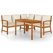 vidaXL Patio Dining Set Acacia Wood With Cream White Cushions