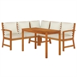 vidaXL Patio Dining Set Acacia Wood With Cream White Cushions