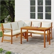 vidaXL Patio Dining Set Acacia Wood With Cream White Cushions