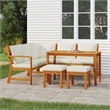 vidaXL Garden Dining Set Cream White Cushions/Natural Wood