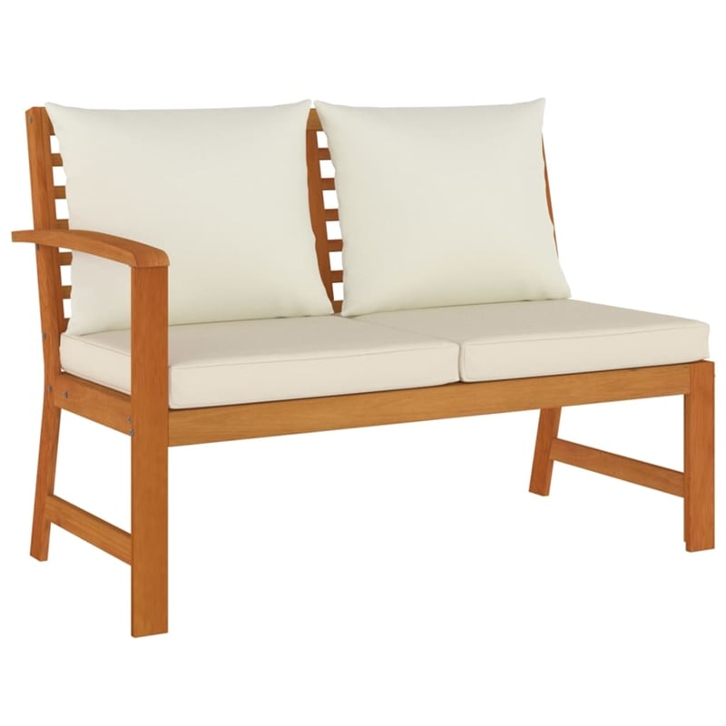 vidaXL Garden Dining Set Cream White Cushions/Natural Wood