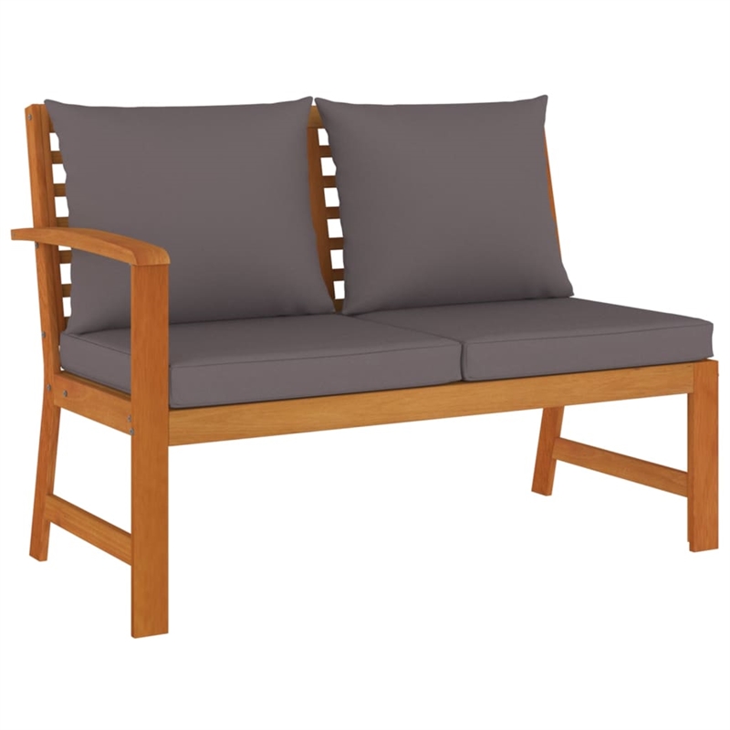 vidaXL Solid Acacia Wood Medium Modular Patio Dining Set in Dark Gray/Brown