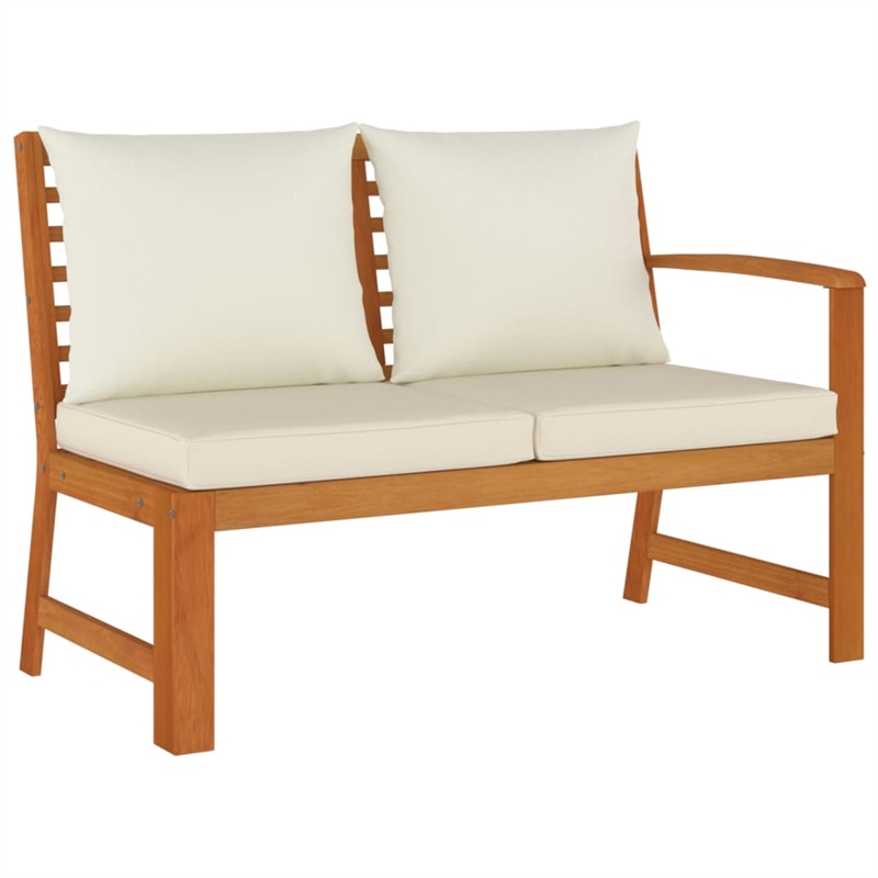 vidaXL Solid Acacia Wood/Polyester Patio Dining Set in Cream White