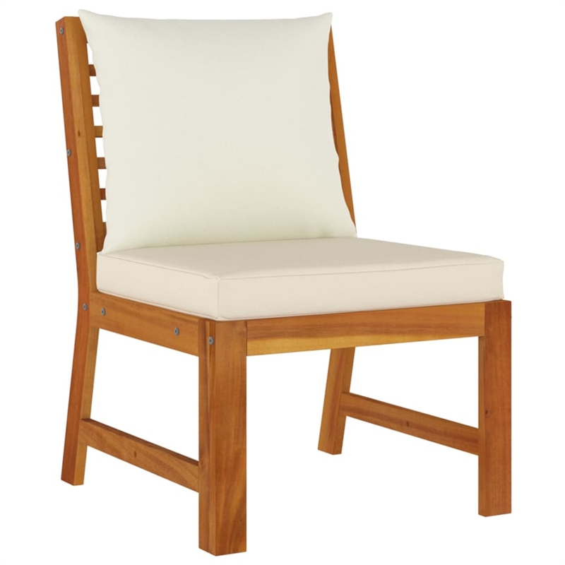 vidaXL Solid Acacia Wood/Polyester Patio Dining Set in Cream White