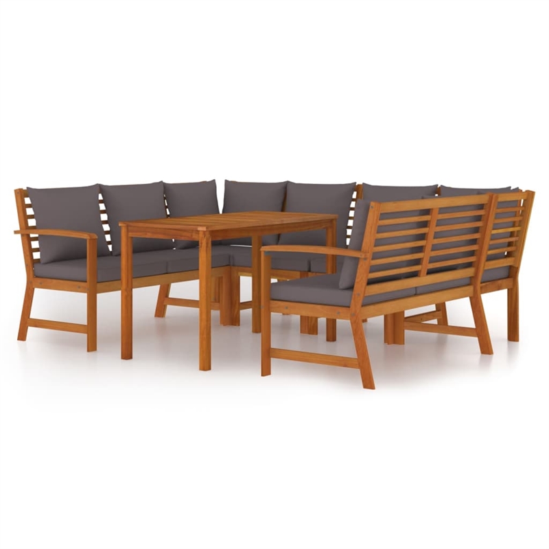 vidaXL Patio Dining Set in Dark Gray/Natural Wood