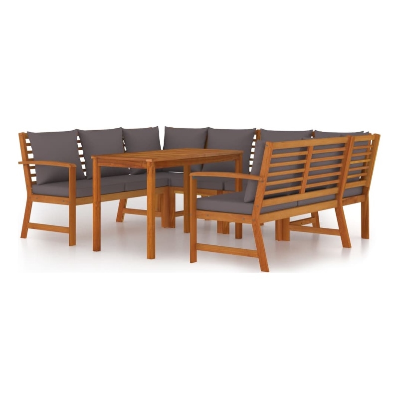 vidaXL Patio Dining Set in Dark Gray/Natural Wood