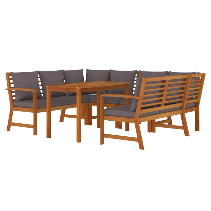 vidaXL Patio Dining Set in Dark Gray/Natural Wood