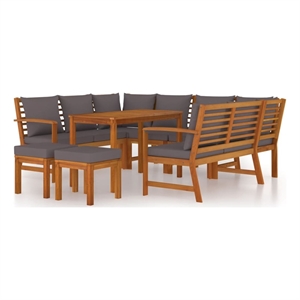 vidaXL Solid Wood Acacia Patio Dining Set in Brwon