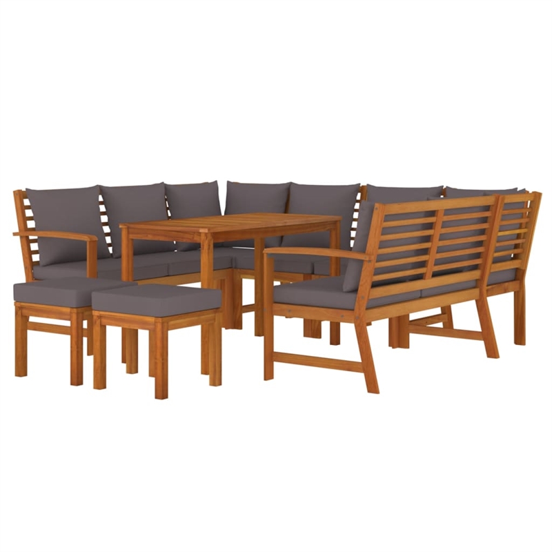 vidaXL Solid Wood Acacia Patio Dining Set in Brwon