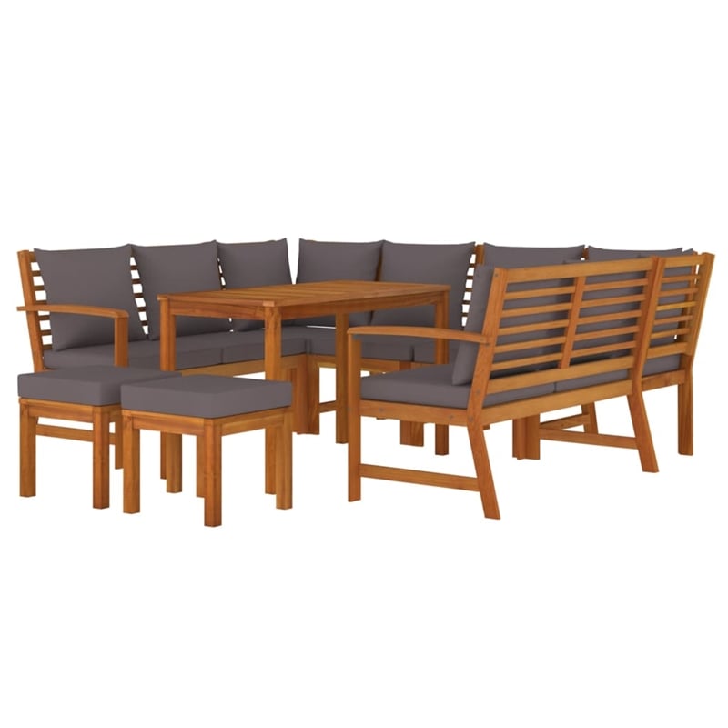 vidaXL Solid Wood Acacia Patio Dining Set in Brwon
