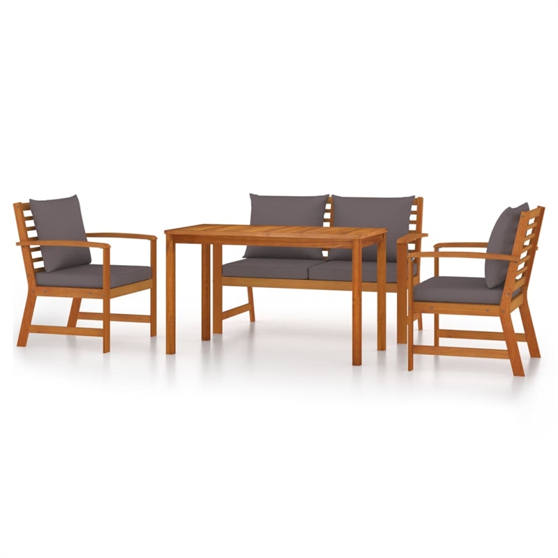 vidaXL Patio Dining Set in Dark Gray Cushions/Brown