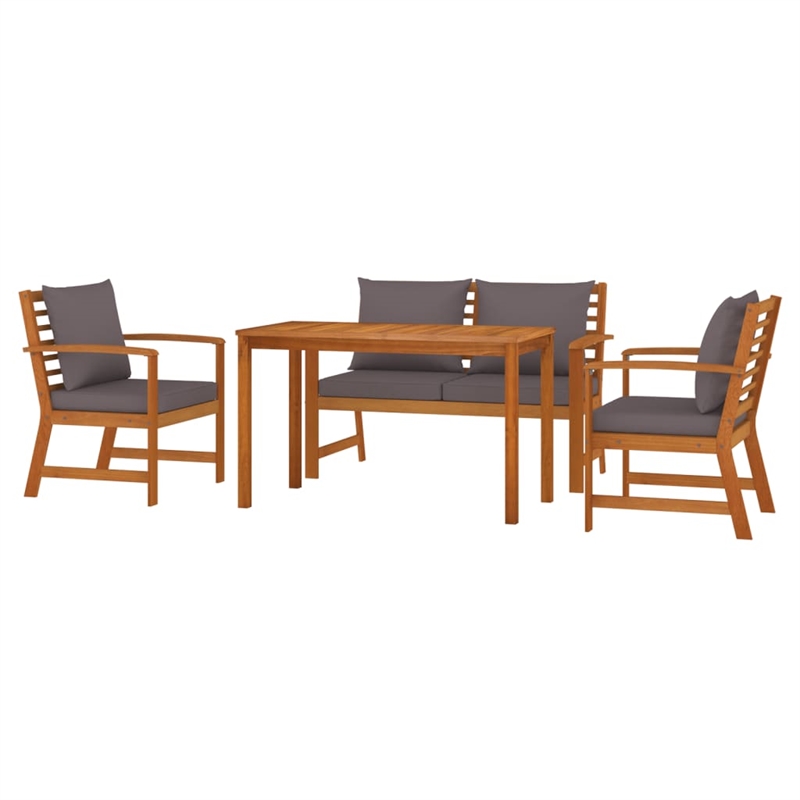 vidaXL Patio Dining Set in Dark Gray Cushions/Brown