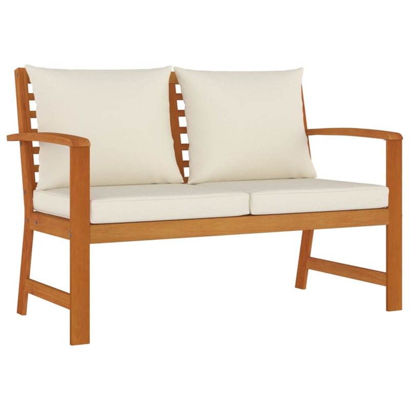 vidaXL Garden Dining Set Cream White Cushions/Natural Wood