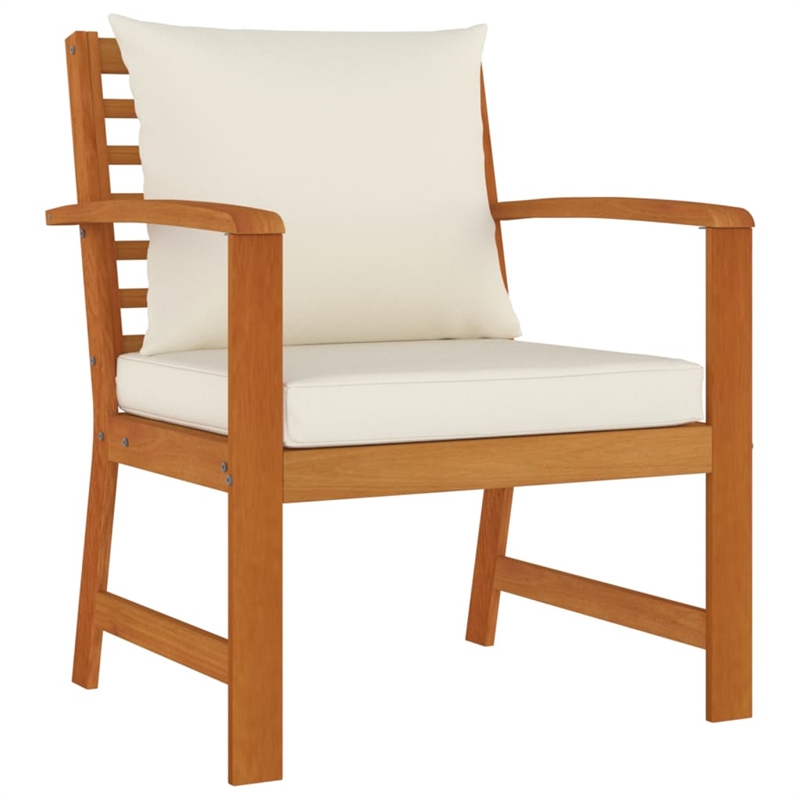 vidaXL Garden Dining Set Cream White Cushions/Natural Wood