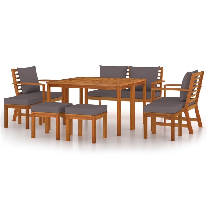 vidaXL Solid Wood Solid Acacia Wood Large Modular Patio Dining Set in Brown