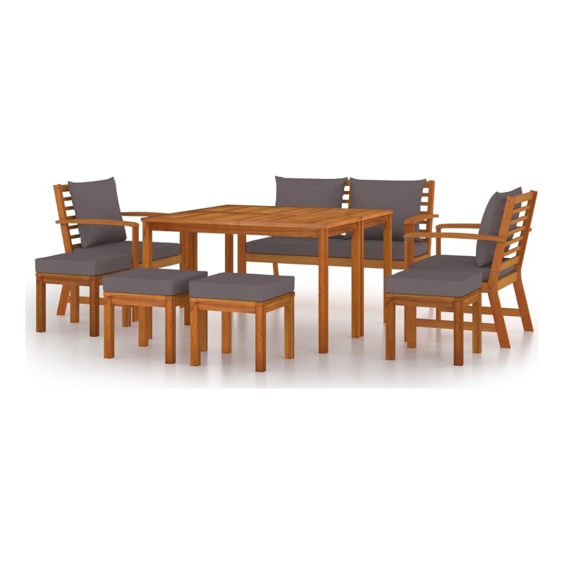 vidaXL Solid Wood Solid Acacia Wood Large Modular Patio Dining Set in Brown