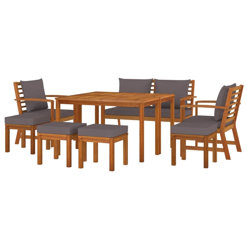vidaXL Solid Wood Solid Acacia Wood Large Modular Patio Dining Set in Brown