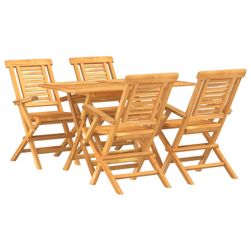 vidaXL Solid Teak Wood Medium Folding Garden Dining Set Teak/Brown