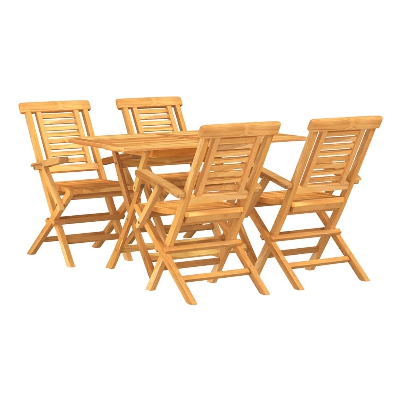 vidaXL Solid Teak Wood Medium Folding Garden Dining Set Teak/Brown