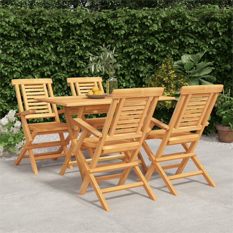 vidaXL Solid Teak Wood Medium Folding Garden Dining Set Teak/Brown