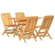 vidaXL Solid Teak Wood Medium Foldable Garden Dining Set Natural/Brown