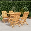 vidaXL Solid Teak Wood Medium Foldable Garden Dining Set Natural/Brown
