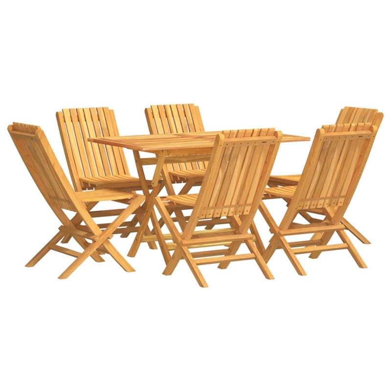 vidaXL Solid Teak Wood Foldable Garden Dining Set in Brown