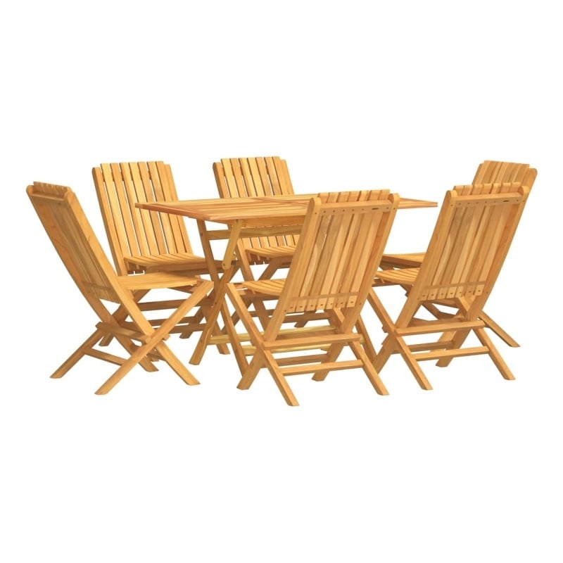 vidaXL Solid Teak Wood Foldable Garden Dining Set in Brown