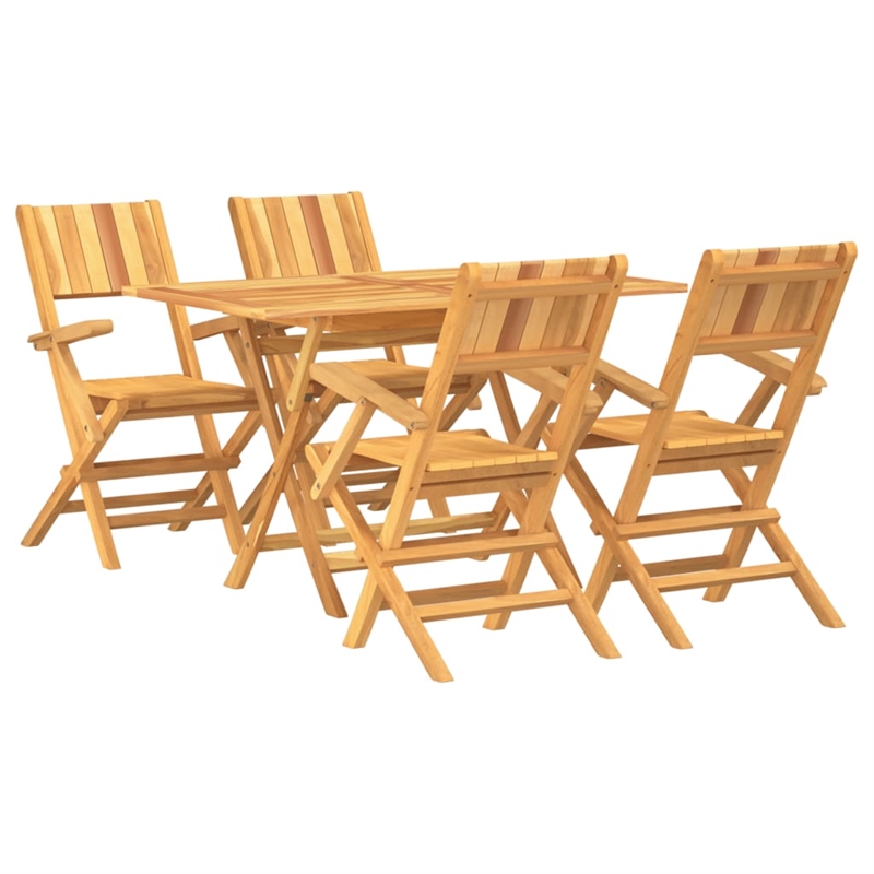 vidaXL Solid Teak Wood Foldable Garden Dining Set Natural/Brown