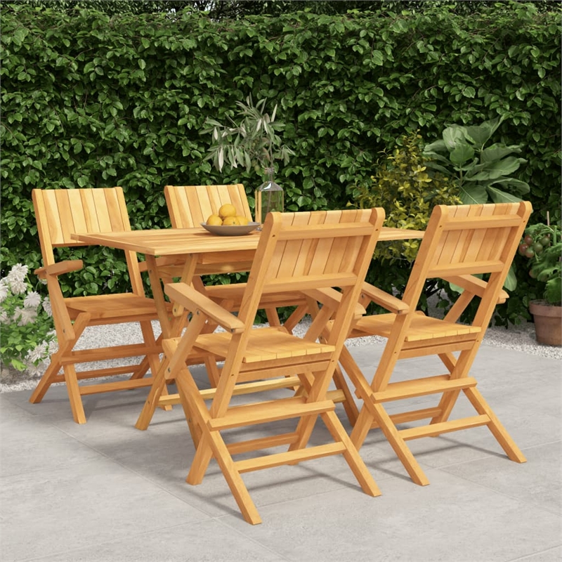vidaXL Solid Teak Wood Foldable Garden Dining Set Natural/Brown