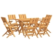 vidaXL Solid Teak Wood Standard Foldable Garden Dining Set in Brown