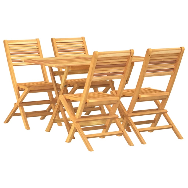 vidaXL Solid Teak Wood 5 Piece Foldable Garden Dining Set in Brown